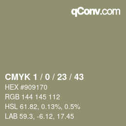 カラーコード: CMYK 1 / 0 / 23 / 43 | qconv.com