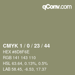 カラーコード: CMYK 1 / 0 / 23 / 44 | qconv.com