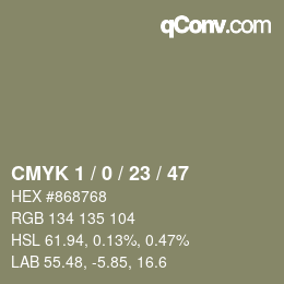 颜色代码: CMYK 1 / 0 / 23 / 47 | qconv.com