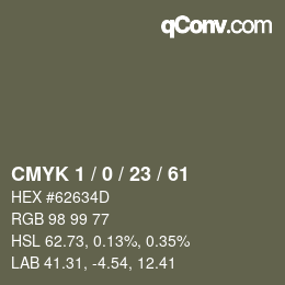 カラーコード: CMYK 1 / 0 / 23 / 61 | qconv.com