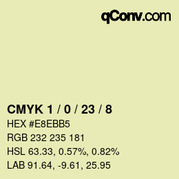カラーコード: CMYK 1 / 0 / 23 / 8 | qconv.com