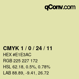 カラーコード: CMYK 1 / 0 / 24 / 11 | qconv.com