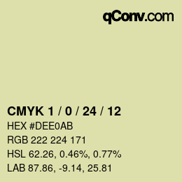 カラーコード: CMYK 1 / 0 / 24 / 12 | qconv.com