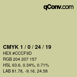 カラーコード: CMYK 1 / 0 / 24 / 19 | qconv.com