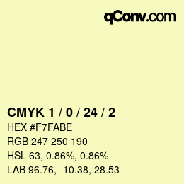 颜色代码: CMYK 1 / 0 / 24 / 2 | qconv.com