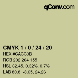 カラーコード: CMYK 1 / 0 / 24 / 20 | qconv.com