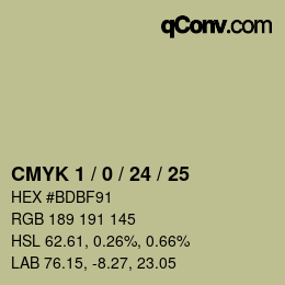 カラーコード: CMYK 1 / 0 / 24 / 25 | qconv.com