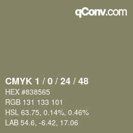 颜色代码: CMYK 1 / 0 / 24 / 48 | qconv.com