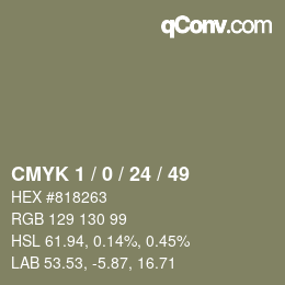 颜色代码: CMYK 1 / 0 / 24 / 49 | qconv.com