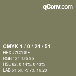 カラーコード: CMYK 1 / 0 / 24 / 51 | qconv.com