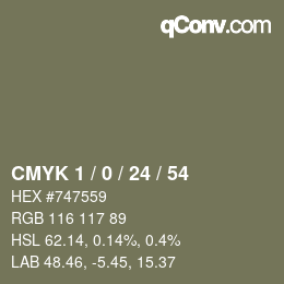 カラーコード: CMYK 1 / 0 / 24 / 54 | qconv.com