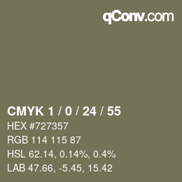 Color code: CMYK 1 / 0 / 24 / 55 | qconv.com