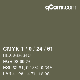 カラーコード: CMYK 1 / 0 / 24 / 61 | qconv.com