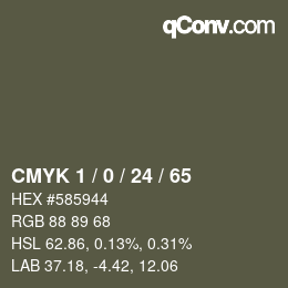 カラーコード: CMYK 1 / 0 / 24 / 65 | qconv.com