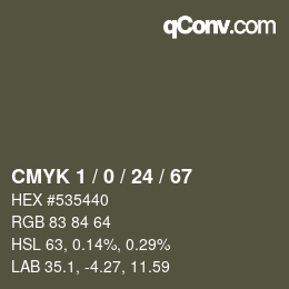 颜色代码: CMYK 1 / 0 / 24 / 67 | qconv.com