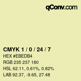 Farbcode: CMYK 1 / 0 / 24 / 7 | qconv.com