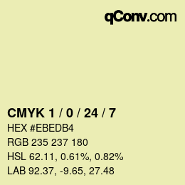 カラーコード: CMYK 1 / 0 / 24 / 7 | qconv.com