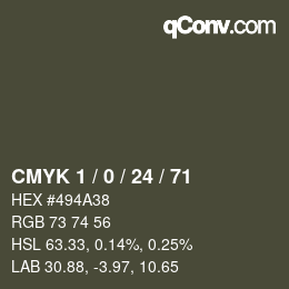 カラーコード: CMYK 1 / 0 / 24 / 71 | qconv.com