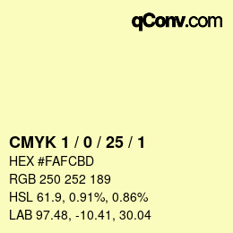 颜色代码: CMYK 1 / 0 / 25 / 1 | qconv.com