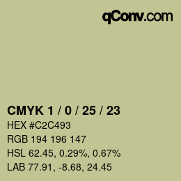 カラーコード: CMYK 1 / 0 / 25 / 23 | qconv.com