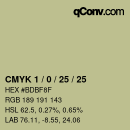 颜色代码: CMYK 1 / 0 / 25 / 25 | qconv.com