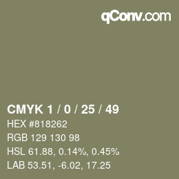 カラーコード: CMYK 1 / 0 / 25 / 49 | qconv.com