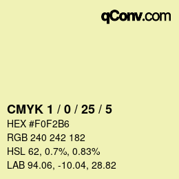 カラーコード: CMYK 1 / 0 / 25 / 5 | qconv.com