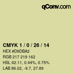 Farbcode: CMYK 1 / 0 / 26 / 14 | qconv.com