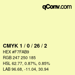 カラーコード: CMYK 1 / 0 / 26 / 2 | qconv.com