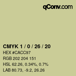 颜色代码: CMYK 1 / 0 / 26 / 20 | qconv.com