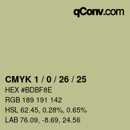 カラーコード: CMYK 1 / 0 / 26 / 25 | qconv.com