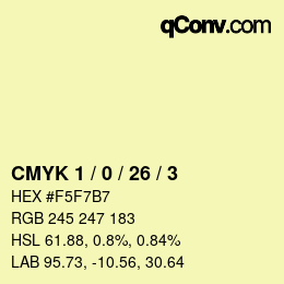 カラーコード: CMYK 1 / 0 / 26 / 3 | qconv.com