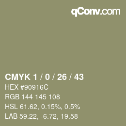 カラーコード: CMYK 1 / 0 / 26 / 43 | qconv.com
