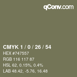 カラーコード: CMYK 1 / 0 / 26 / 54 | qconv.com
