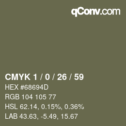 カラーコード: CMYK 1 / 0 / 26 / 59 | qconv.com