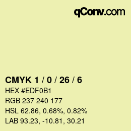 Farbcode: CMYK 1 / 0 / 26 / 6 | qconv.com