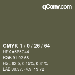 カラーコード: CMYK 1 / 0 / 26 / 64 | qconv.com