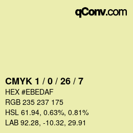 カラーコード: CMYK 1 / 0 / 26 / 7 | qconv.com