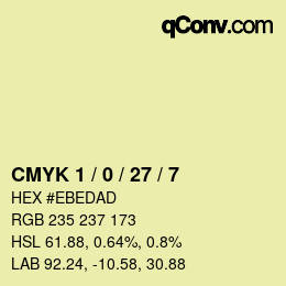 カラーコード: CMYK 1 / 0 / 27 / 7 | qconv.com