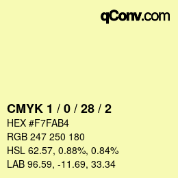 Color code: CMYK 1 / 0 / 28 / 2 | qconv.com