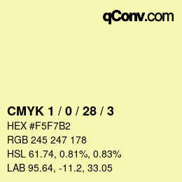 カラーコード: CMYK 1 / 0 / 28 / 3 | qconv.com