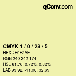 Color code: CMYK 1 / 0 / 28 / 5 | qconv.com