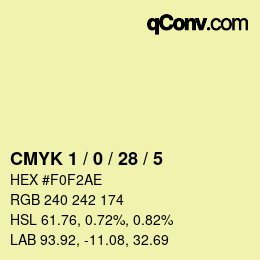 カラーコード: CMYK 1 / 0 / 28 / 5 | qconv.com