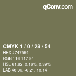 Color code: CMYK 1 / 0 / 28 / 54 | qconv.com