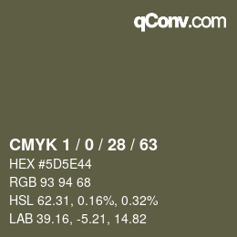 Código de color: CMYK 1 / 0 / 28 / 63 | qconv.com