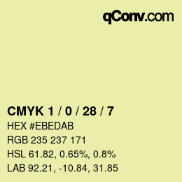 カラーコード: CMYK 1 / 0 / 28 / 7 | qconv.com