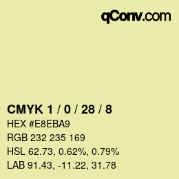 カラーコード: CMYK 1 / 0 / 28 / 8 | qconv.com