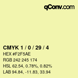 Color code: CMYK 1 / 0 / 29 / 4 | qconv.com