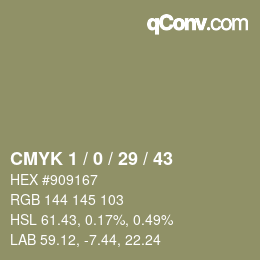 カラーコード: CMYK 1 / 0 / 29 / 43 | qconv.com