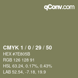 カラーコード: CMYK 1 / 0 / 29 / 50 | qconv.com